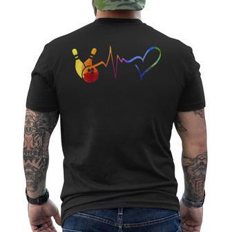 Bowling Heartbeat Tie Dye Colorful Bowling Game Day Bowling Men's T-shirt Back Print - Monsterry