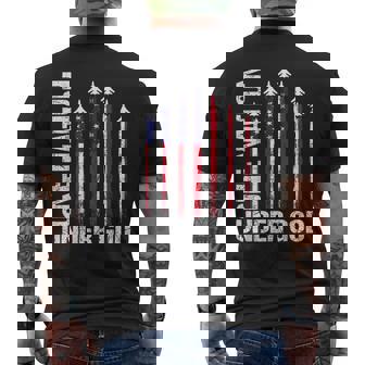 Boy One Nation Under God 4Th July American Flag Fighter Jet Men's T-shirt Back Print | Mazezy