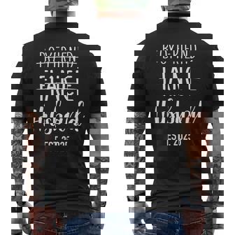 Boyfriend Fiancé Husband 2025 For Wedding And Honeymoon Men's T-shirt Back Print - Monsterry