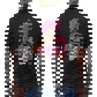 Breast Cancer Awareness African American Afro Pink Ribbon Men's T-shirt Back Print - Thegiftio