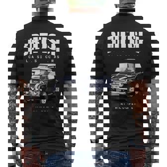 British Classic Car ダークブルー ミニスポーツカー メンズTシャツ バックプリント - Kawaiitshirt