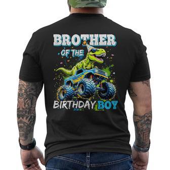 Brother Of The Birthday Boy Monster Truck Dinosaur Party Men's T-shirt Back Print - Thegiftio UK