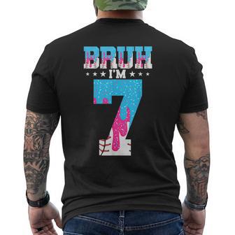 Bruh 7Th Birthday Boy Baseball Ice Cream Drip 7 Year Old Boy Men's T-shirt Back Print - Thegiftio UK