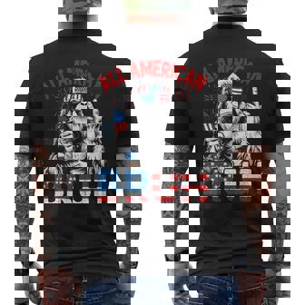 Bruh Bigfoot Merica Rock American Flag Patriotic 4Th Of July Men's T-shirt Back Print - Monsterry