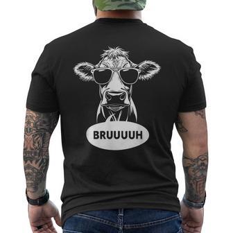 Bruh Cow Cow Lover Bruuuh Meme Saying Slang Men's T-shirt Back Print - Thegiftio UK