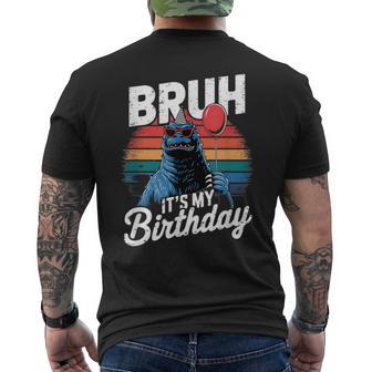 Bruh It's My Birthday Japanese Kaiju Monster Retro Sunset Men's T-shirt Back Print - Thegiftio UK