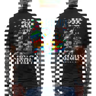 Bruh Its My Birthday Master Builder Dabbing Blocks Bricks Men's T-shirt Back Print | Mazezy