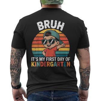 Bruh It's My First Day Of Kindergarten Vintage Back To Scool Men's T-shirt Back Print - Thegiftio UK