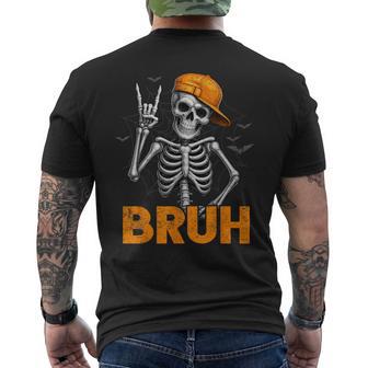Bruh Spooky Rock Skeleton Halloween Customes Boys Mens Men's T-shirt Back Print - Thegiftio UK