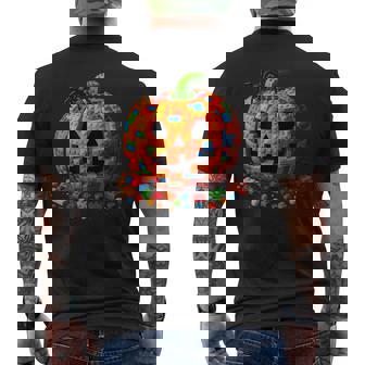 Building Bricks Halloween Pumpkin Master Builder Brick Treat Men's T-shirt Back Print | Seseable UK