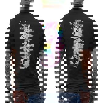 Caballito De Mar Unicornio Colorido Caballito De Mar Arrecife Pecera Camiseta Hombre Estampado Espalda - Regaloses