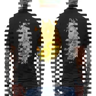 Caballo Bohemio Con Girasoles Y Mariposas Lindo Animal De Granja Camiseta Hombre Estampado Espalda - Regaloses