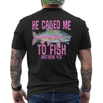 He Called Me To Fish Matthew 4 Men's T-shirt Back Print - Thegiftio UK