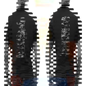 Camo Hip Hop Teddy Bear Cool Rapper Streetwear Graphic Men's T-shirt Back Print - Thegiftio