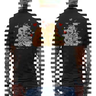 Capybara Ramen Kawaii Anime Drinking Bubble Tea Capy Lover Men's T-shirt Back Print - Thegiftio