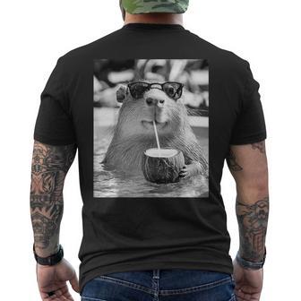 Capybara Selfie With Sunglasses And Coconut Drink Men's T-shirt Back Print - Thegiftio UK