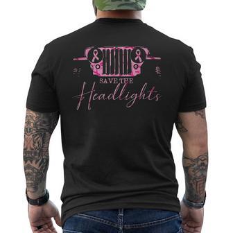 Car Save The Headlights Breast Cancer Fighters Pink Ribbon Men's T-shirt Back Print - Thegiftio UK