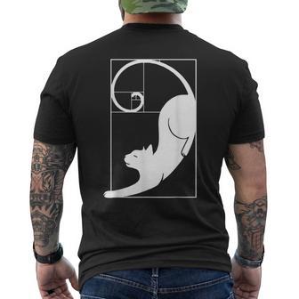 Cat Fibonacci Spiral Sacred Geometry Ratio Mathematicians Men's T-shirt Back Print - Thegiftio UK