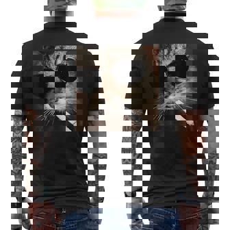 Cat Meme Wearing Sunglass And Smoking Cigarette Gangster Cat Men's T-shirt Back Print - Monsterry