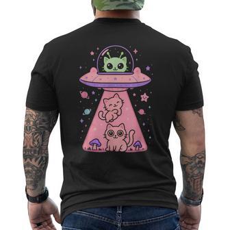 Cat Ufo Cute Kitty Kawaii Space Pink Spaceship Alien Men's T-shirt Back Print - Thegiftio UK