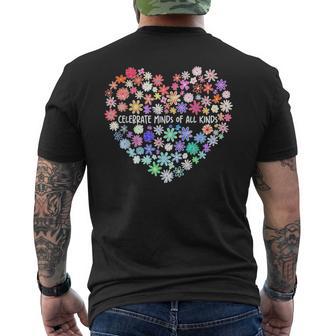 Celebrate Minds Of All Kinds Flowers Neurodiversity Autism Men's T-shirt Back Print - Thegiftio UK