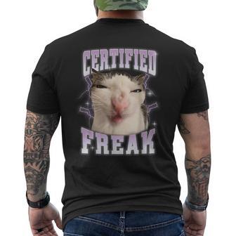 Certified Freak Eat Cement Cursed Cat Cats Meme Humor Men's T-shirt Back Print - Thegiftio UK
