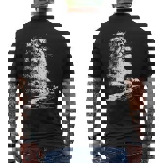 Chat Persan Amusant Jouant Du Pianiste Musiciens Piano T-shirt imprimé au dos - Cadeauxyz