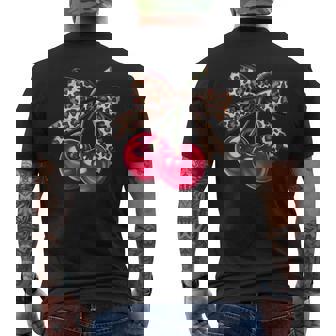 Cherry Coquette Aesthetic With Leopard Bow Men's T-shirt Back Print - Thegiftio
