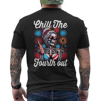 Chill The Fourth Out Skeleton 4Th Of July Patriotic Men's T-shirt Back Print - Thegiftio UK