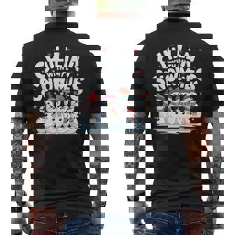 Chilling With Mynowmies 冬の雪だるまファミリーデザイン メンズTシャツ バックプリント - Kawaiitshirt