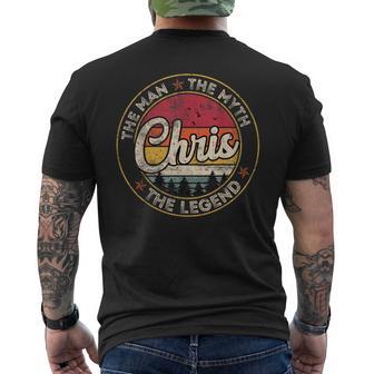 Chris The Man The Myth The Legend Personalized Name Men's T-shirt Back Print - Thegiftio