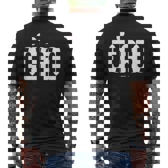 Ciao イタリア語の格言 白とピンクのミニマリスト メンズTシャツ バックプリント - Kawaiitshirt