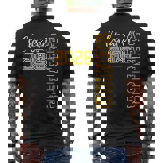 Class Of 2026 Senior 26 High School Graduation Black Gold Men's T-shirt Back Print | Mazezy