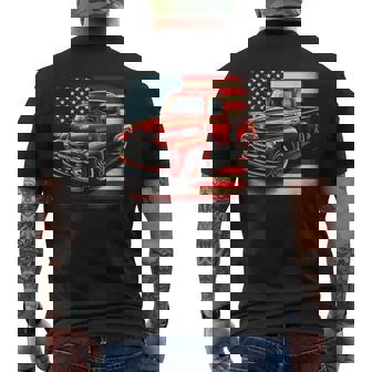 Classic Old Pickup Truck 4Th Of July Patriotic American Flag Men's T-shirt Back Print - Monsterry
