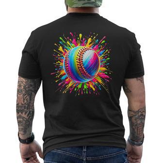 Colorful Softball Tie Dye Color Splash Softball Player Coach Men's T-shirt Back Print | Seseable UK