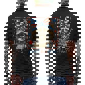 Coquette Raccoon 4Th Of July Patriotic Feral But Free Men's T-shirt Back Print - Thegiftio