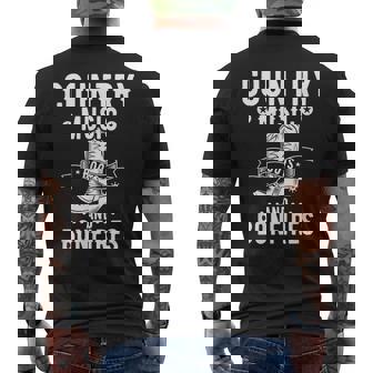 Country Music And Bonfire ウエスタンカントリーラインダンスブーツ メンズTシャツ バックプリント - Kawaiitshirt