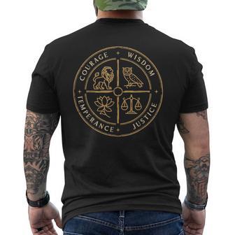 Courage Wisdom Justice Marcus Aurelius Stoicism Stoic Men's T-shirt Back Print - Thegiftio UK