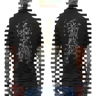 Cuernos De Roca De Esqueleto Para Motociclistaintage Conombrero Deaquero Camiseta Hombre Estampado Espalda - Regaloses