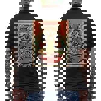 Cute Japanese Kawaii Raccoon Eating Ramen Animal Boys Men's T-shirt Back Print - Thegiftio