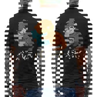 Cute Kawaii Otter Pajama かわいいカワウソのパジャマ メンズTシャツ バックプリント - Kawaiitshirt