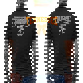 Cute Tennessee Bow – Orange And White Checkered Men's T-shirt Back Print | Mazezy