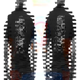Dachshund 4Th Of July Us American Flag Doxie Dog Patriotic Men's T-shirt Back Print - Monsterry