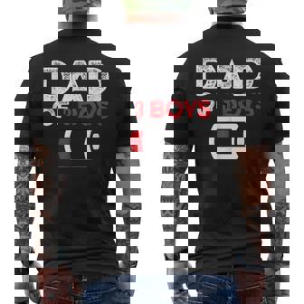 Dad Of 3 Boys Low Battery Fathers Day Tired Dad Men's T-shirt Back Print - Monsterry
