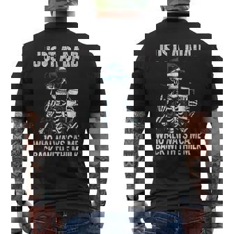 Dad Always Came Back With Milk Skeleton Humor Men's T-shirt Back Print - Monsterry