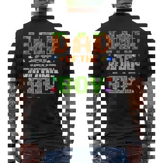 Dad Of The Birthday Boy Bday Party Video Gamer Pixel Number Men's T-shirt Back Print - Monsterry