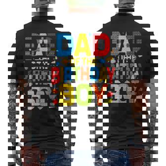 Dad Of The Birthday Boy Building Block Birthday Party Men's T-shirt Back Print - Thegiftio UK