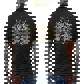 Dad Deer Hunting Camo Antlers And Forest Scene Men's T-shirt Back Print - Monsterry