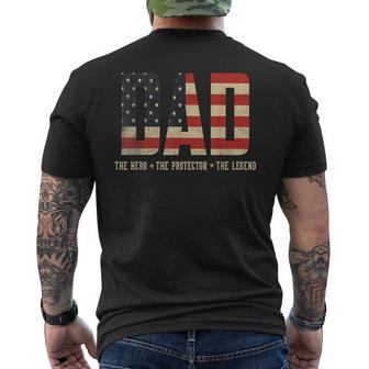 Dad Protector Hero Legend Usa Flag Dad Father's Day Men's T-shirt Back Print - Thegiftio UK