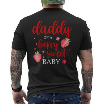 Daddy Of A Berry Sweet One Strawberry Baby First Birthday Men's T-shirt Back Print - Thegiftio UK